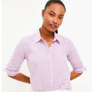 Banana Republic Lilac Purple Linen Blend Button Down Shirt